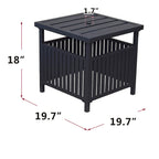 Table basse de bistro en acier avec trou pour parasol