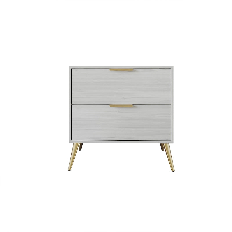 Table de chevet contemporaine en bois à 2 tiroirs