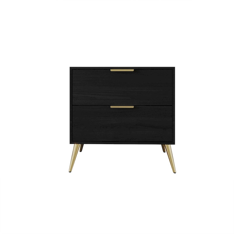 Table de chevet contemporaine en bois à 2 tiroirs