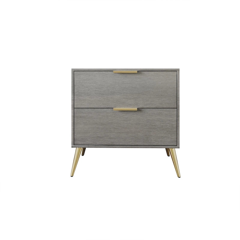 Table de chevet contemporaine en bois à 2 tiroirs