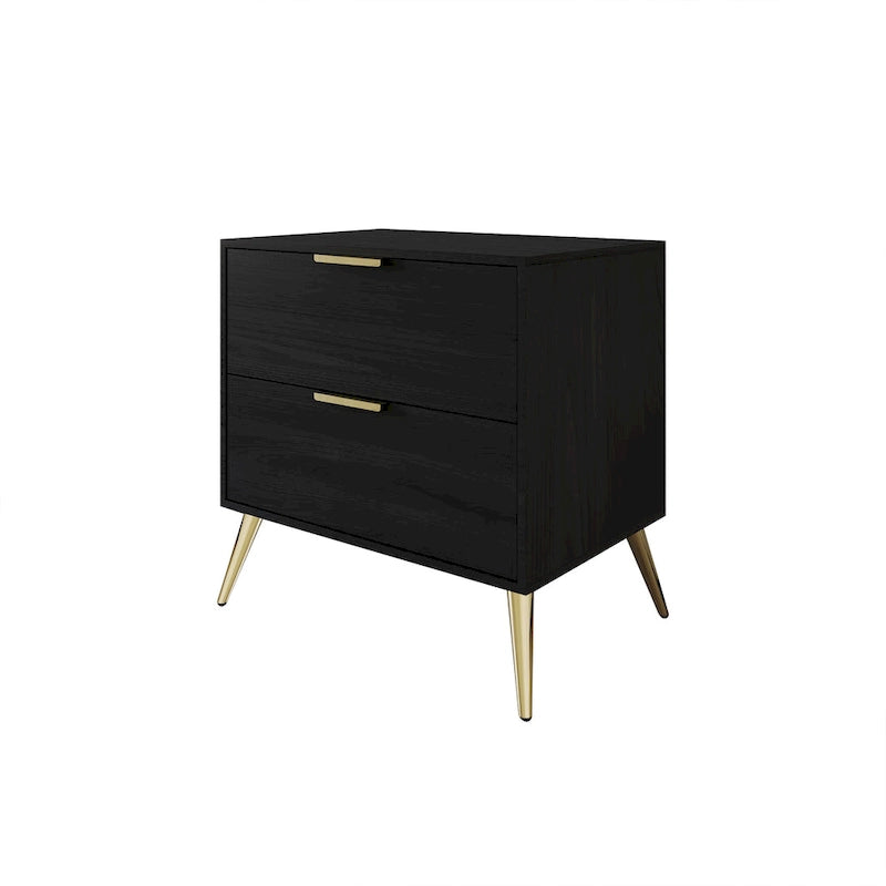  Contemporary 2-Drawers Wooden Nightstand