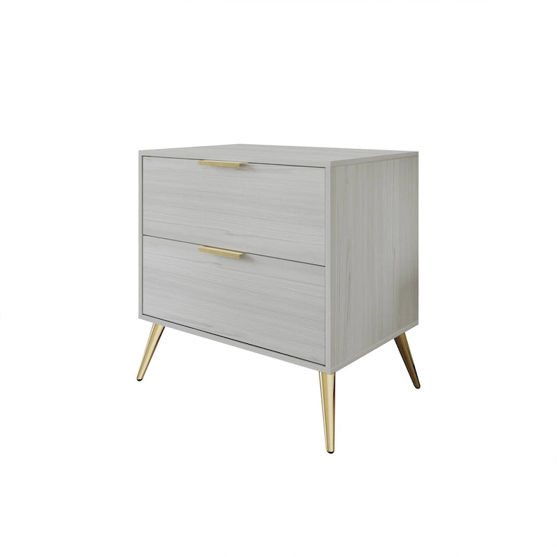 Table de chevet contemporaine en bois à 2 tiroirs