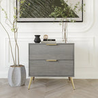 Table de chevet contemporaine en bois à 2 tiroirs