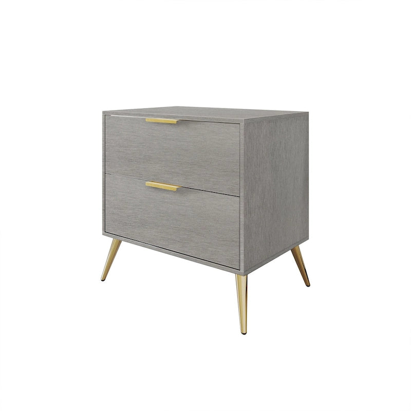 Table de chevet contemporaine en bois à 2 tiroirs