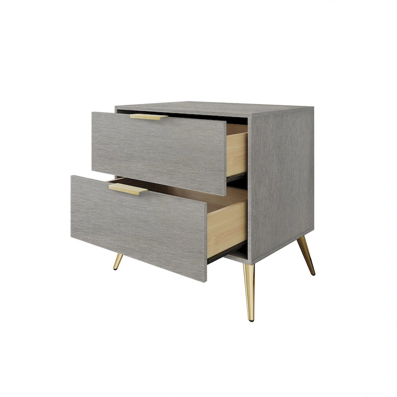 Table de chevet contemporaine en bois à 2 tiroirs