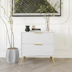 Table de chevet contemporaine en bois à 2 tiroirs