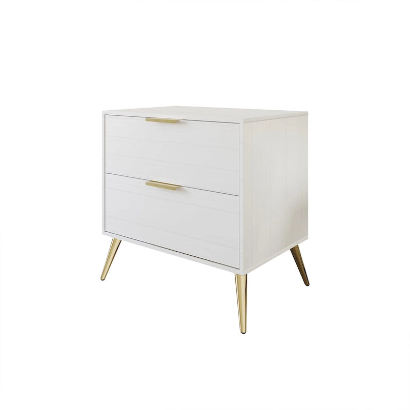 Table de chevet contemporaine en bois à 2 tiroirs