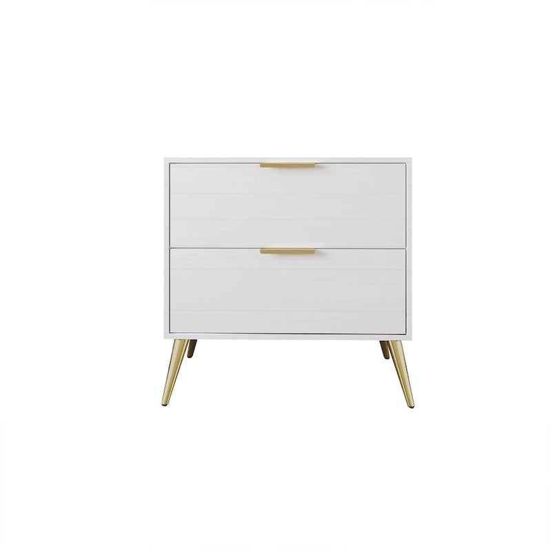Table de chevet contemporaine en bois à 2 tiroirs
