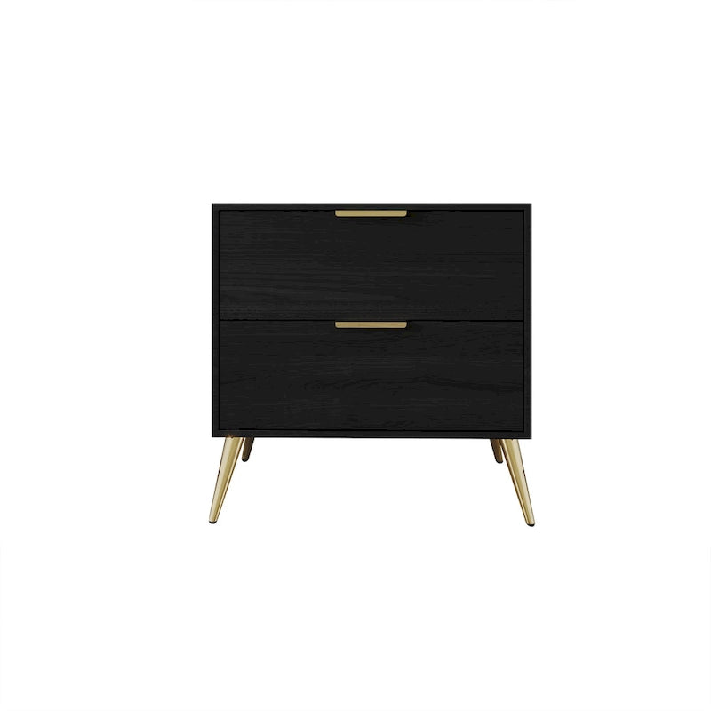 Table de chevet contemporaine en bois à 2 tiroirs