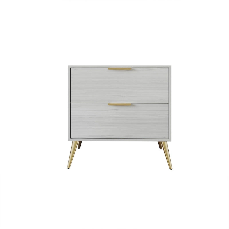 Table de chevet contemporaine en bois à 2 tiroirs