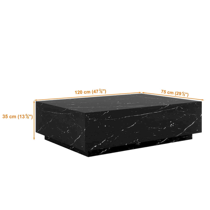 Table basse rectangulaire en faux marbre massif