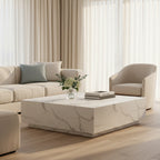 Table basse rectangulaire en faux marbre massif