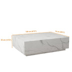 Table basse rectangulaire en faux marbre massif