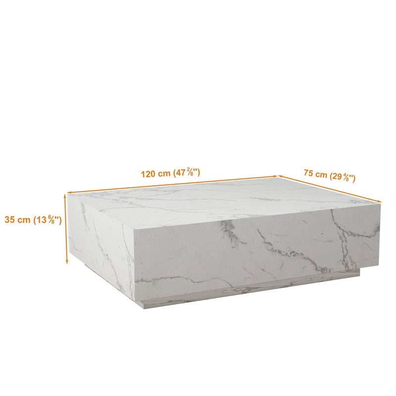 Table basse rectangulaire en faux marbre massif
