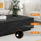Table basse rectangulaire en faux marbre massif