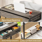 Table d'appoint réglable Bureau portable avec tiroirs et roulettes pour bureau à domicile