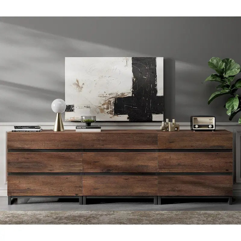 Buffet moderne 3 en 1 avec 9 tiroirs