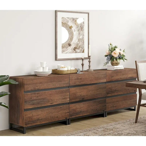 Buffet moderne 3 en 1 avec 9 tiroirs