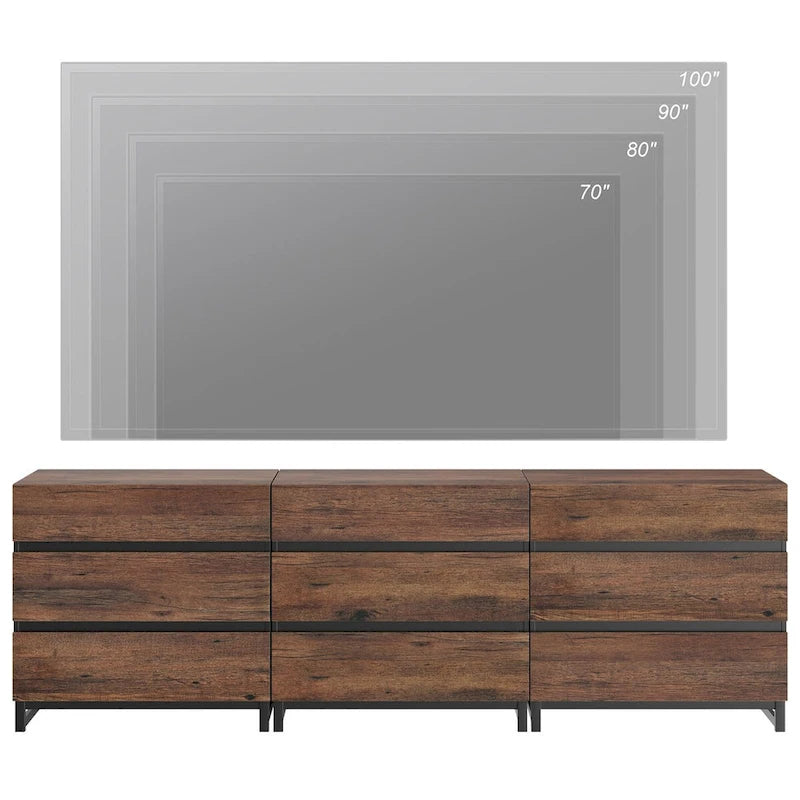 Buffet moderne 3 en 1 avec 9 tiroirs