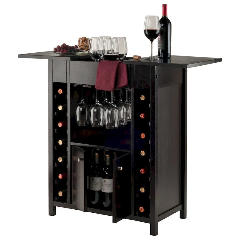 Cave à vin, Plateau extensible, Espresso - 29,92 x 17,32 x 37,01 pouces