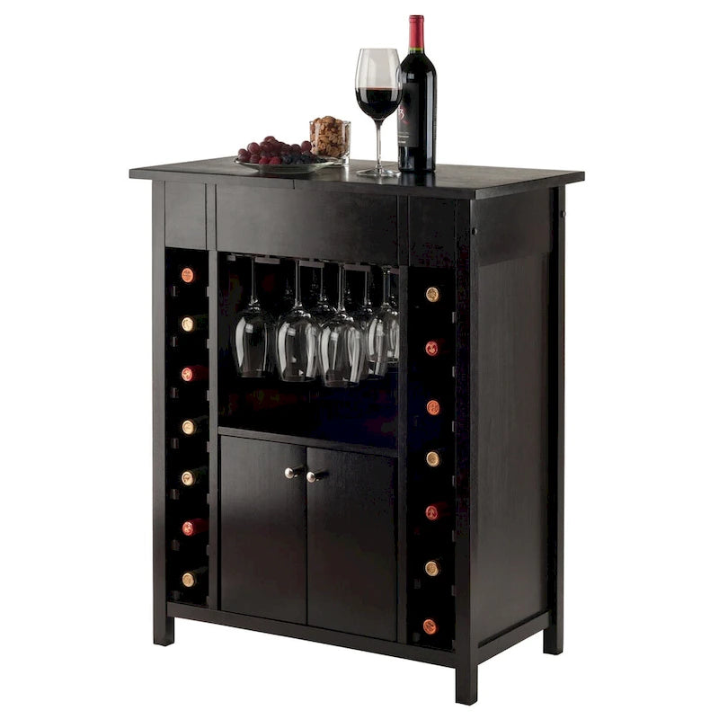 Cave à vin, Plateau extensible, Espresso - 29,92 x 17,32 x 37,01 pouces