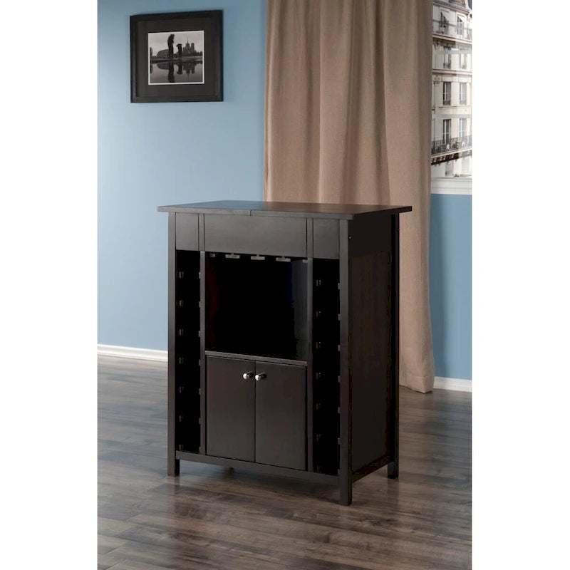 Cave à vin, Plateau extensible, Espresso - 29,92 x 17,32 x 37,01 pouces