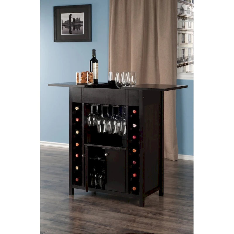 Cave à vin, Plateau extensible, Espresso - 29,92 x 17,32 x 37,01 pouces