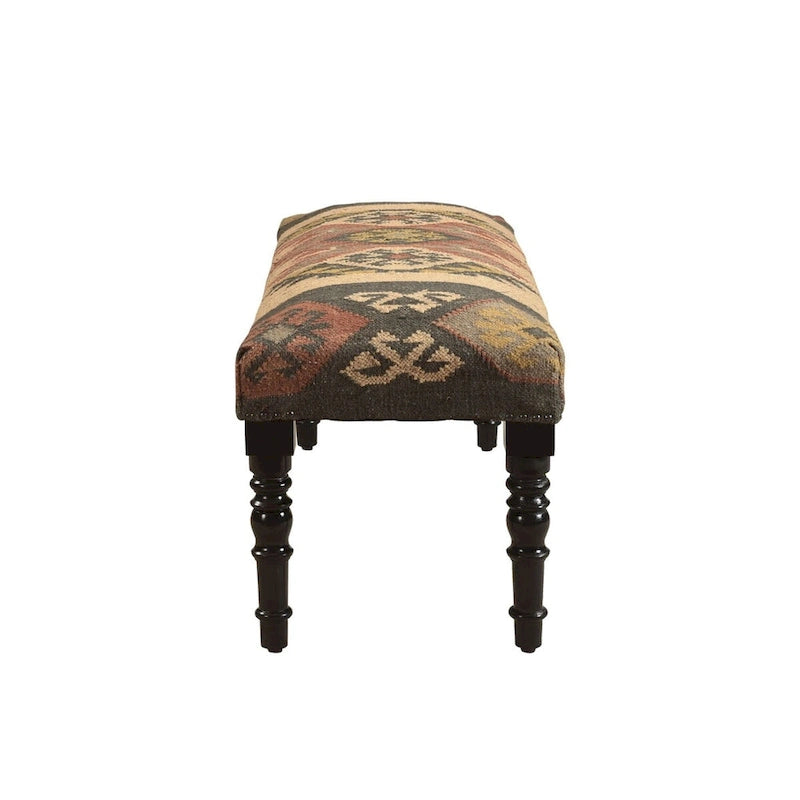 Banc rectangulaire de style sud-ouest multicolore avec pieds en bois - 47 po
