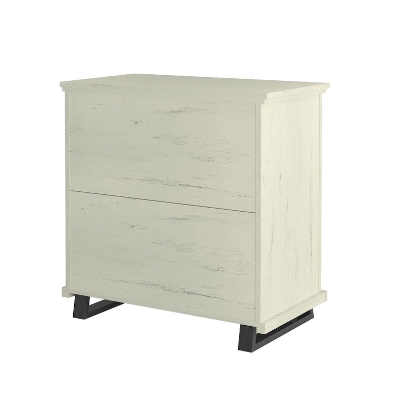 Table de chevet à 3 tiroirs avec pieds métalliques surélevés, lot de 2
