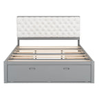 Lit plateforme queen en bois avec porte-chaussures et tiroirs