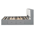 Lit plateforme queen en bois avec porte-chaussures et tiroirs