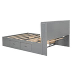 Lit plateforme queen en bois avec porte-chaussures et tiroirs