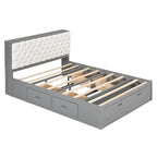Lit plateforme queen en bois avec porte-chaussures et tiroirs