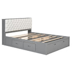 Lit plateforme queen en bois avec porte-chaussures et tiroirs