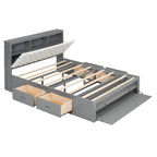Lit plateforme queen en bois avec porte-chaussures et tiroirs