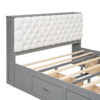 Lit plateforme queen en bois avec porte-chaussures et tiroirs