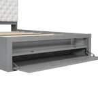 Lit plateforme queen en bois avec porte-chaussures et tiroirs