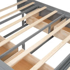 Lit plateforme queen en bois avec porte-chaussures et tiroirs