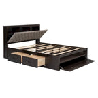 Lit plateforme queen en bois avec porte-chaussures et tiroirs