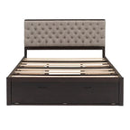 Lit plateforme queen en bois avec porte-chaussures et tiroirs