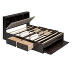 Lit plateforme queen en bois avec porte-chaussures et tiroirs