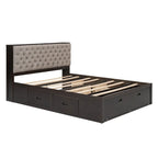 Lit plateforme queen en bois avec porte-chaussures et tiroirs