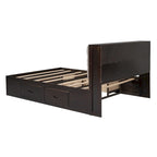 Lit plateforme queen en bois avec porte-chaussures et tiroirs