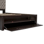 Lit plateforme queen en bois avec porte-chaussures et tiroirs