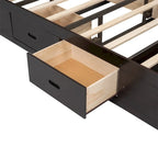 Lit plateforme queen en bois avec porte-chaussures et tiroirs