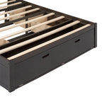Lit plateforme queen en bois avec porte-chaussures et tiroirs