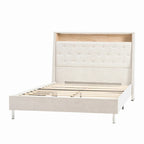 Lit capitonné Jose Traditional 61,5 avec tête de lit de rangement et veilleuse chaude par