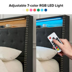 Lit capitonné Jose Traditional 61,5 avec tête de lit de rangement et veilleuse chaude par