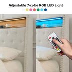 Lit capitonné Jose Traditional 61,5 avec tête de lit de rangement et veilleuse chaude par