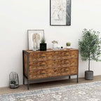 Commode rustique marron à 6 tiroirs ou lot de 2 tables de chevet